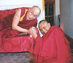 His Holiness the Dalai lama and Lama Zopa Rinpoche